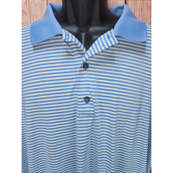 Footjoy FJ Mens Lisle Blue & White Striped Polo XXL - Picture 3 of 8